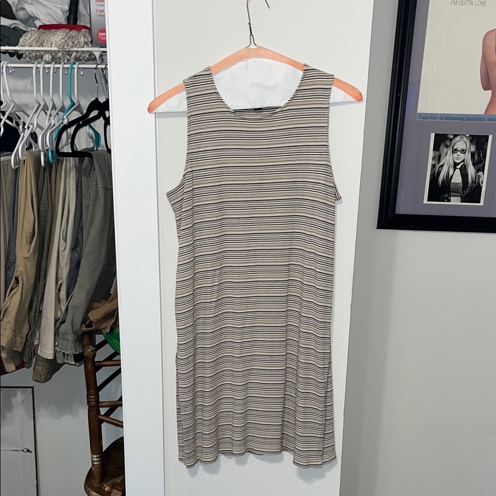 J. Jill Beige and Black Striped Mini Dress